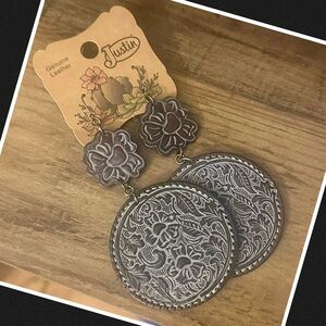NEW JUSTIN genuine embossed leather Earrings